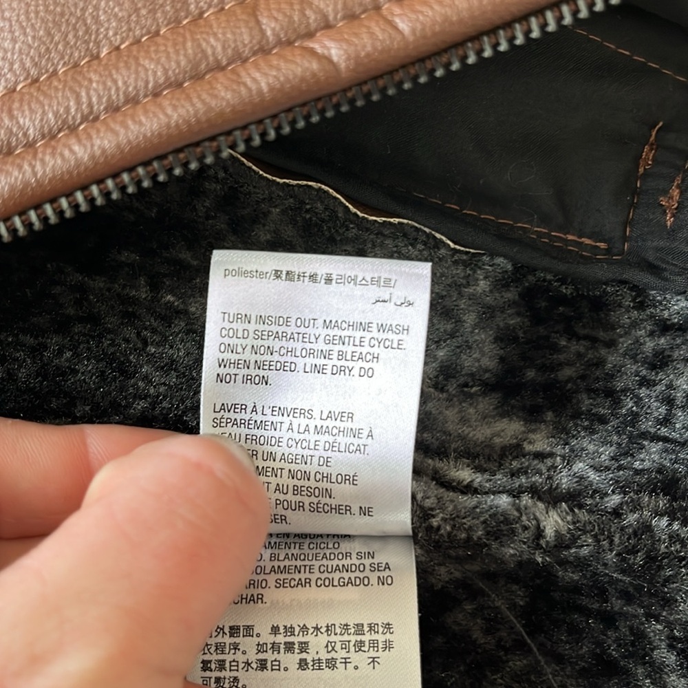 Lined Faux Leather Jacket - Picture 6 of 10